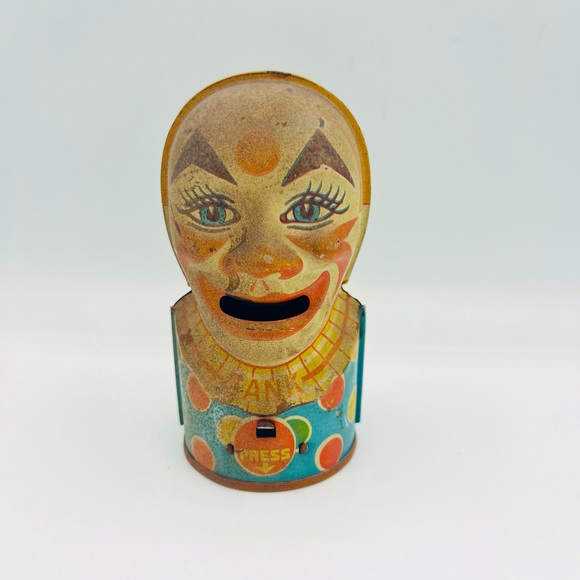 Vintage J Chein Tin Clown Coin Bank - Picture 1 of 7